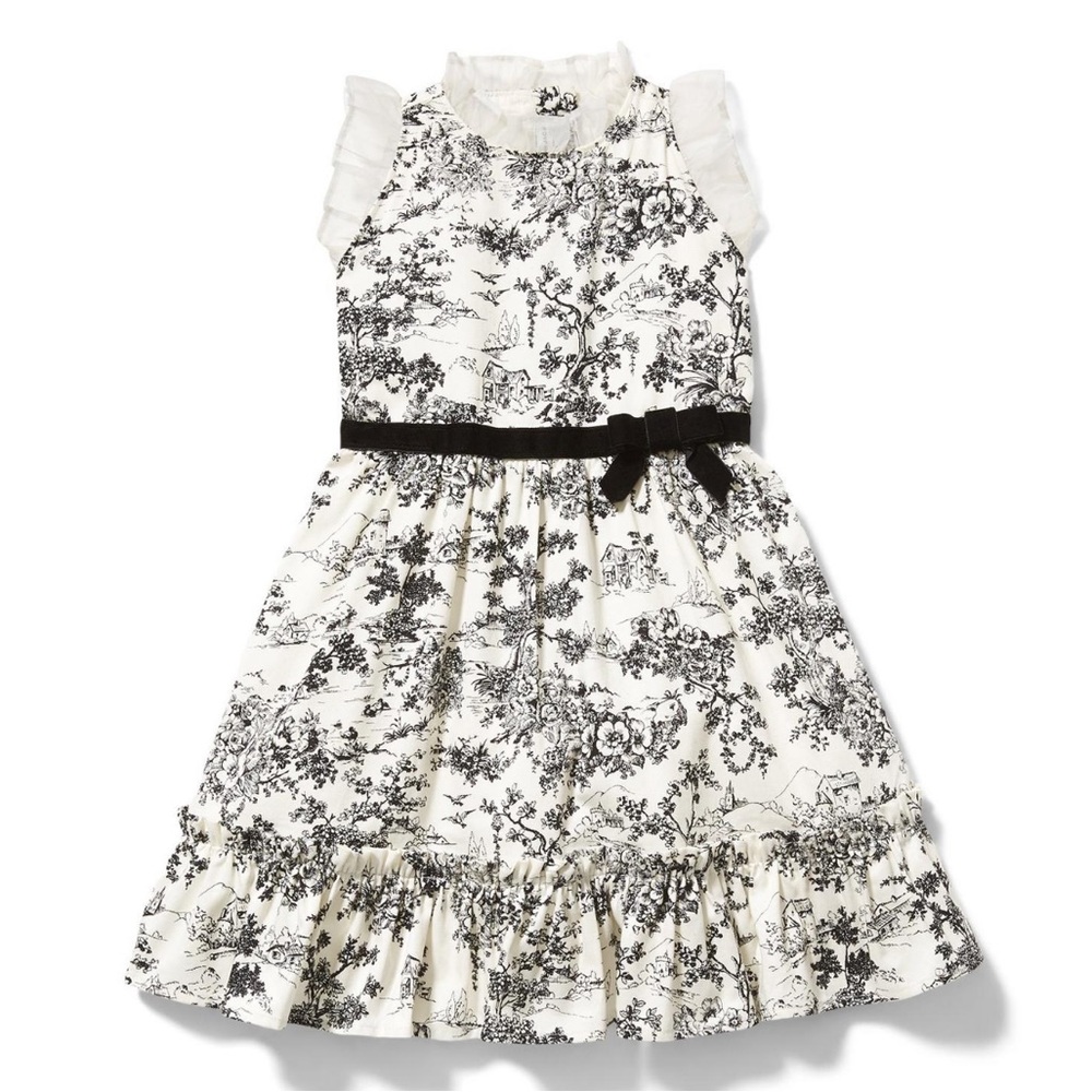 Janie and Jack Black and White floral Dress Baby Girl